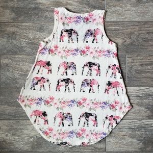 Gaze Tops - Floral Elephant Knit Tank Top Curved Hem Gaze Tops - Floral Elephant Knit Tank Top Curved Hem